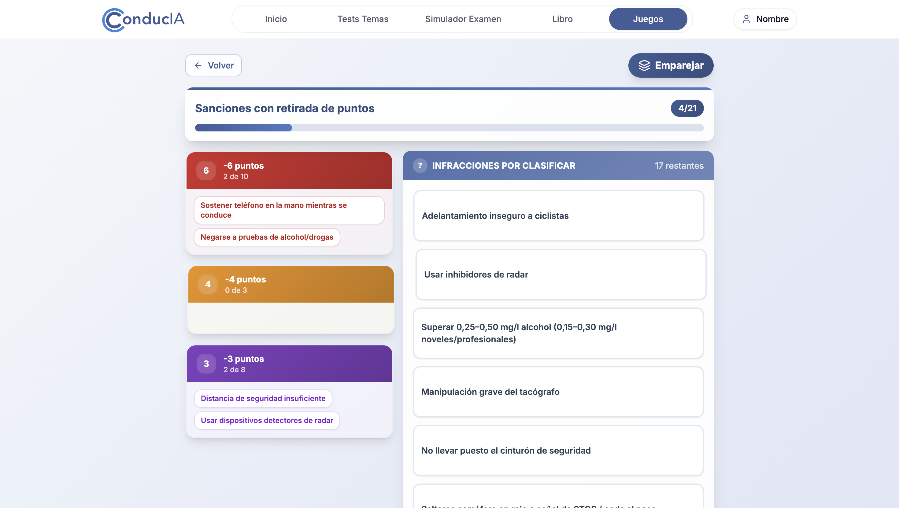 Points Classification Game